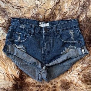 One Teaspoon Archive Fox Black Low Rise Denim Shorts 22 0